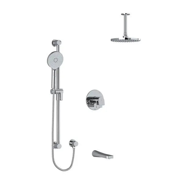 Riobel Ode 3-Way Thermostatic/Pressure Balance Shower Trim Kit with Shower Head, Hand Shower Rail & Tub Spout - Chrome (TKIT1345ODC-6)