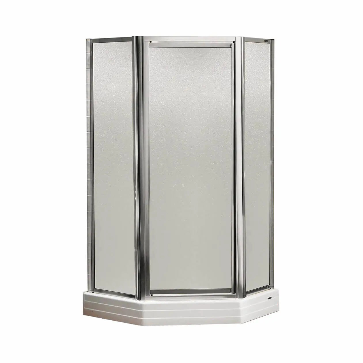 Silhouette Plus Neo-angle 36 x 36 x 70 in. Pivot Shower Door for Corner Installation with Hammer glass in Chrome - Plumbing Market