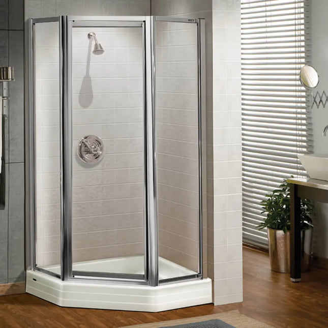 Silhouette Plus Neo-angle 38 x 38-40 x 40 x 70 in Pivot Shower Door for Corner Installation with Clear glass in Chrome - Plumbing Market