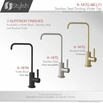 Single Handle Cold Water Tap - Stainless Steel Brushed Gold Finish by Stylish® K-147G - Plumbing Market