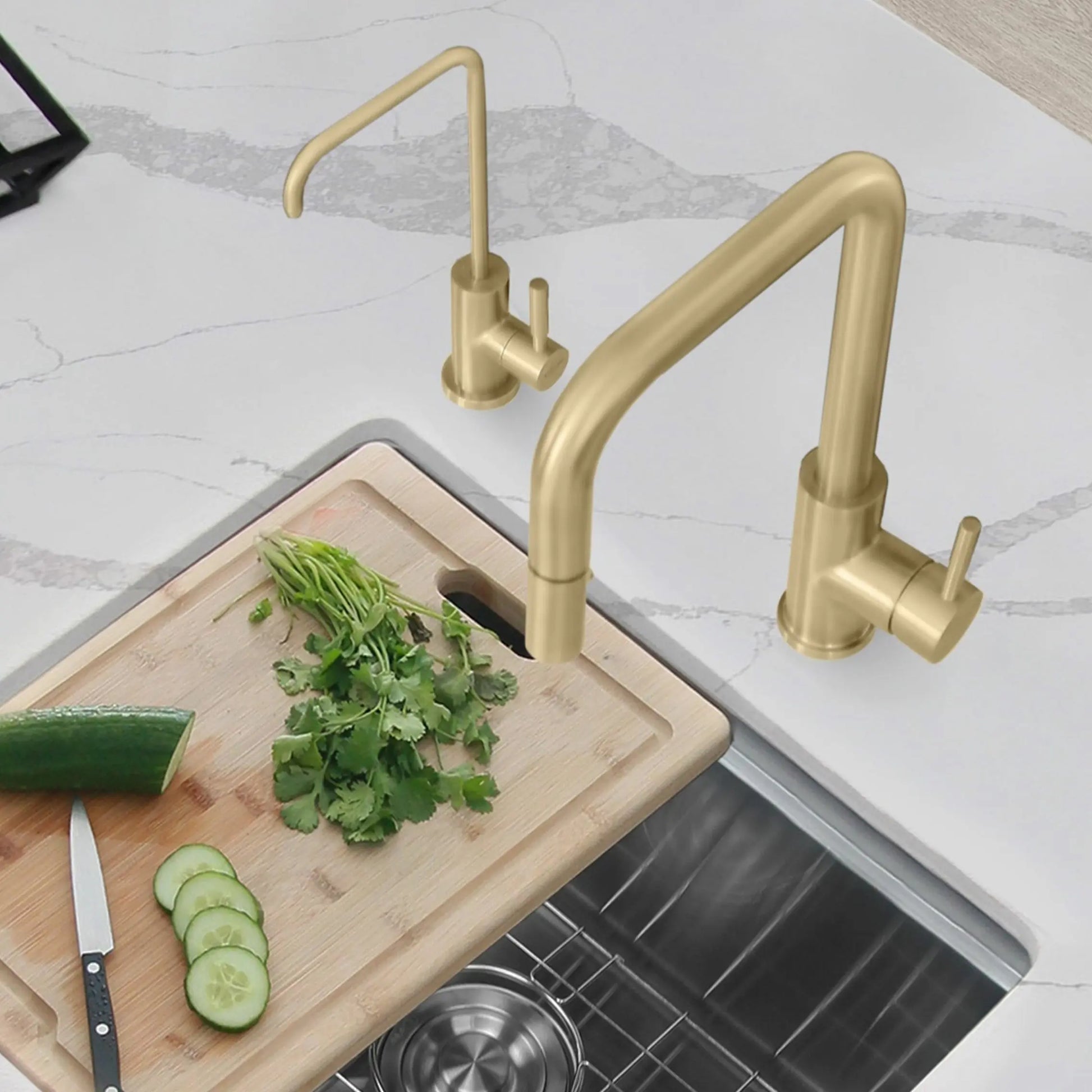 Single Handle Cold Water Tap - Stainless Steel Brushed Gold Finish by Stylish® K-147G - Plumbing Market