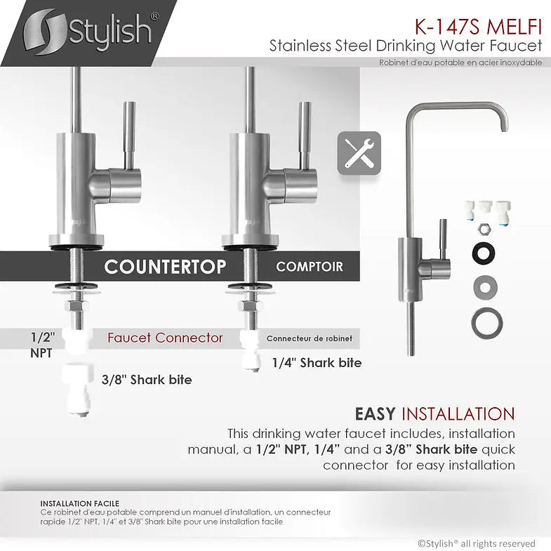 Single Handle Cold Water Tap - Stainless Steel Finish by Stylish® K-147S - Plumbing Market