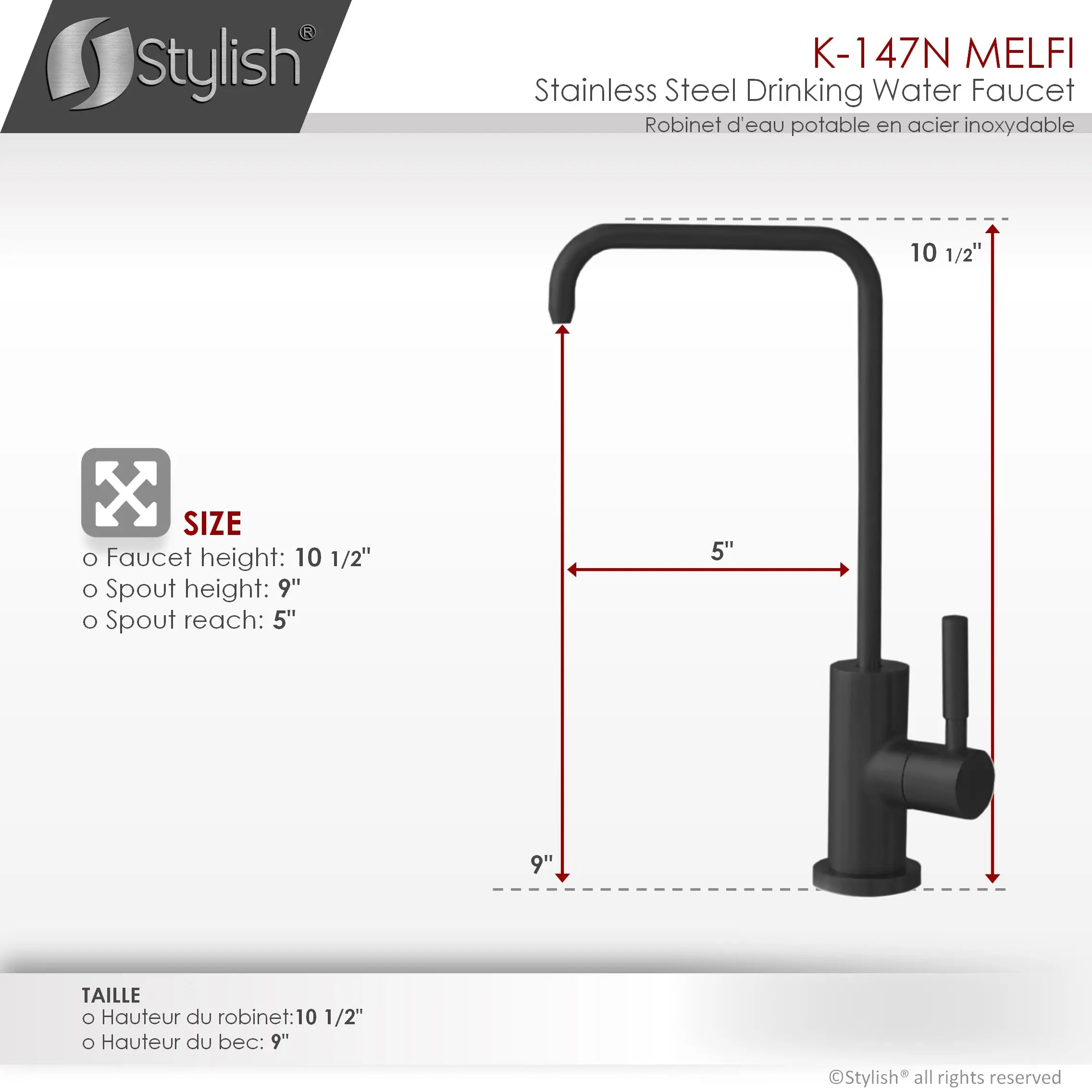 Single Handle Cold Water Tap - Stainless Steel Matte Black Finish by Stylish® K-147N - Plumbing Market