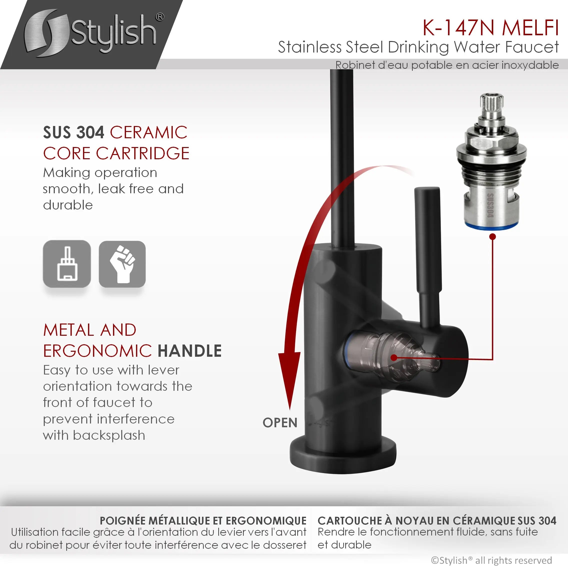 Single Handle Cold Water Tap - Stainless Steel Matte Black Finish by Stylish® K-147N - Plumbing Market