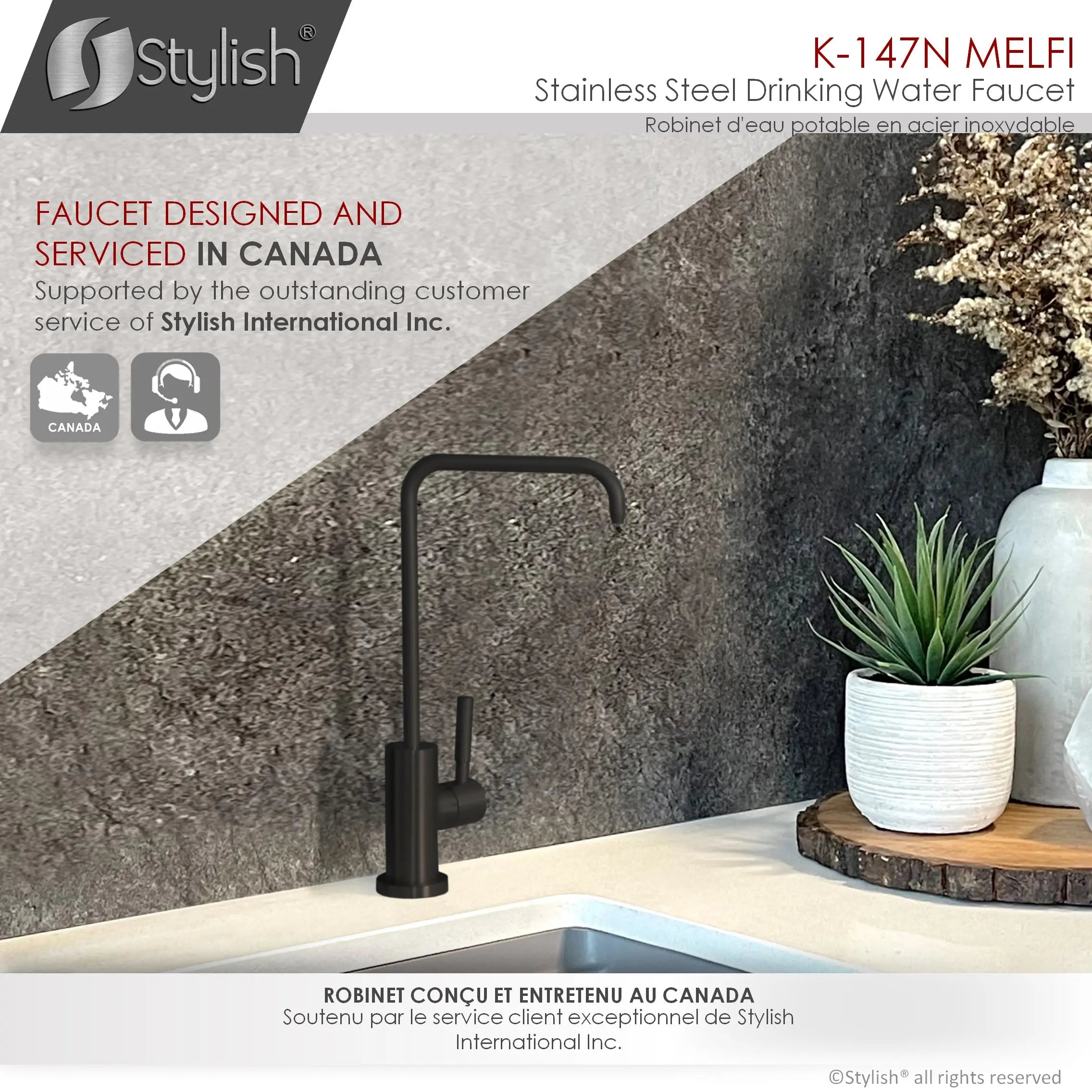 Single Handle Cold Water Tap - Stainless Steel Matte Black Finish by Stylish® K-147N - Plumbing Market