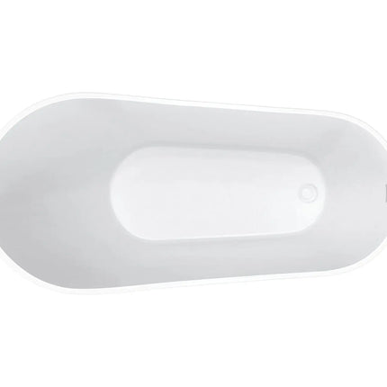 Soca 59 x 28 Acrylic Freestanding Oval End Drain Bathtub in White - Plumbing Market