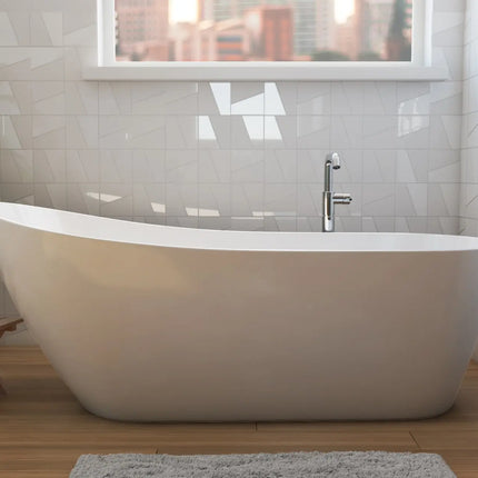 Soca 67 x 29 Acrylic Freestanding Oval End Drain Bathtub in White - Plumbing Market