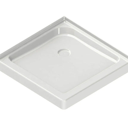 Square Base 36 3 in. 36 x 36 Acrylic Corner Left or Right Shower Base with Corner Drain in White - Plumbing Market