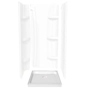 Square Base 42 3 in. 42 x 42 Acrylic Alcove Shower Base with Center Drain in White - Plumbing Market