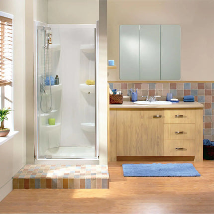 Square Base 42 3 in. 42 x 42 Acrylic Alcove Shower Base with Center Drain in White - Plumbing Market