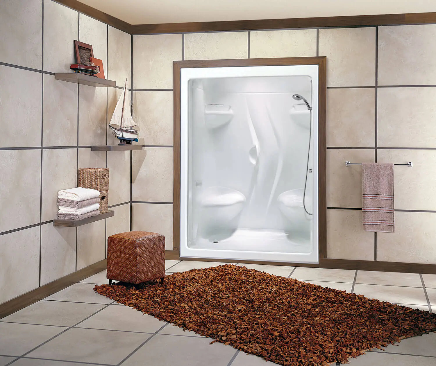 Stamina 60-I 60 x 36 Acrylic Alcove Left-Hand Drain One-Piece Shower in White - Plumbing Market