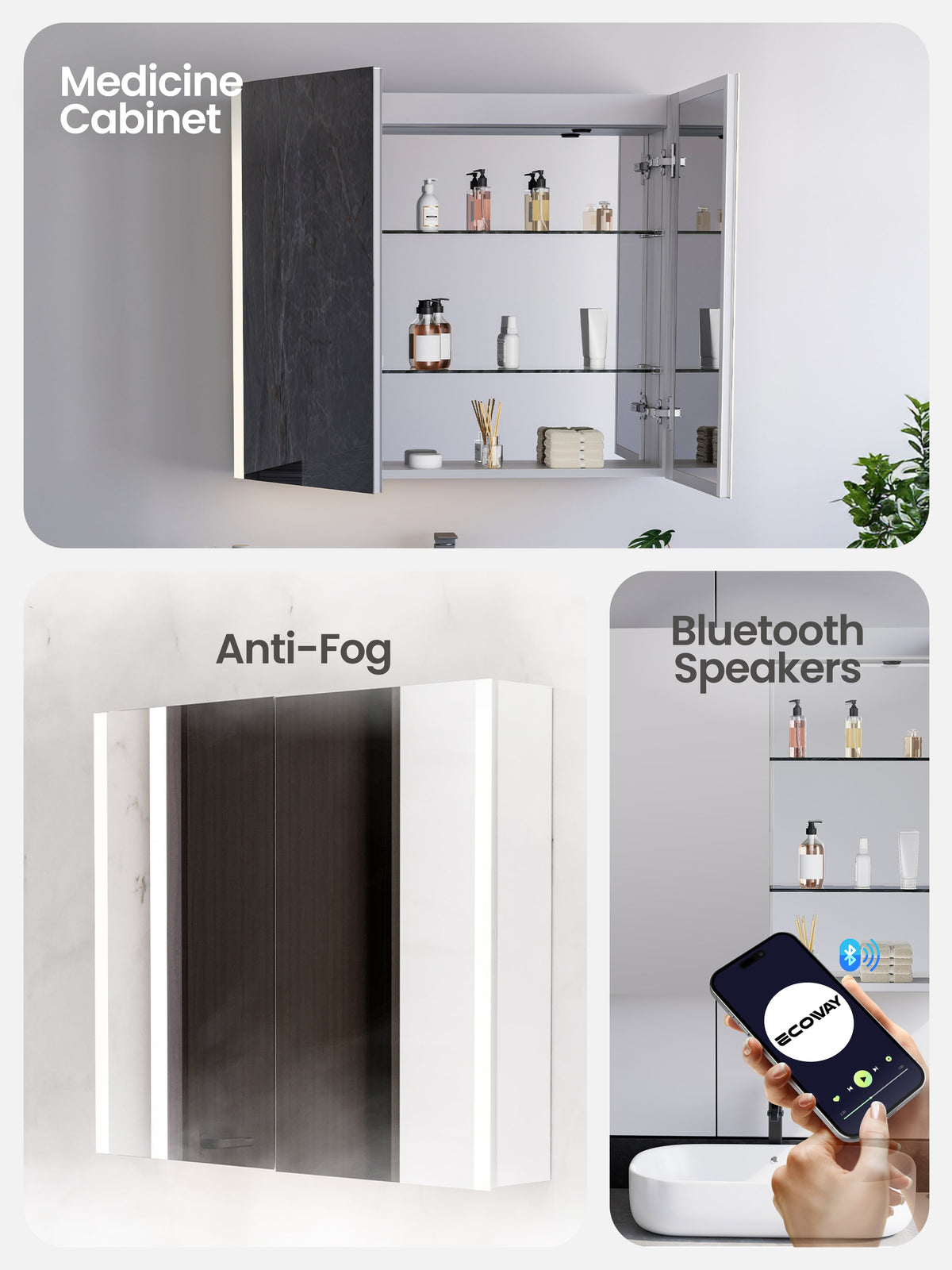 Ecoway Stella LED Mirror Medicine Cabinet M1004 — Plumbing Market Canada