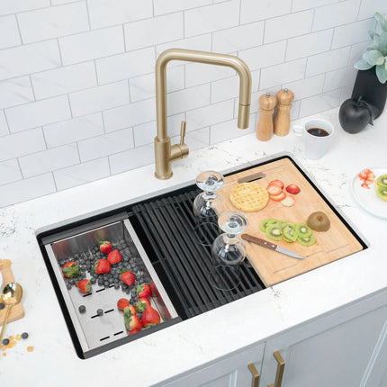 Stylish 15 1/4" Black Workstation Sink Roll-up Drying Rack/Trivet - Plumbing Market