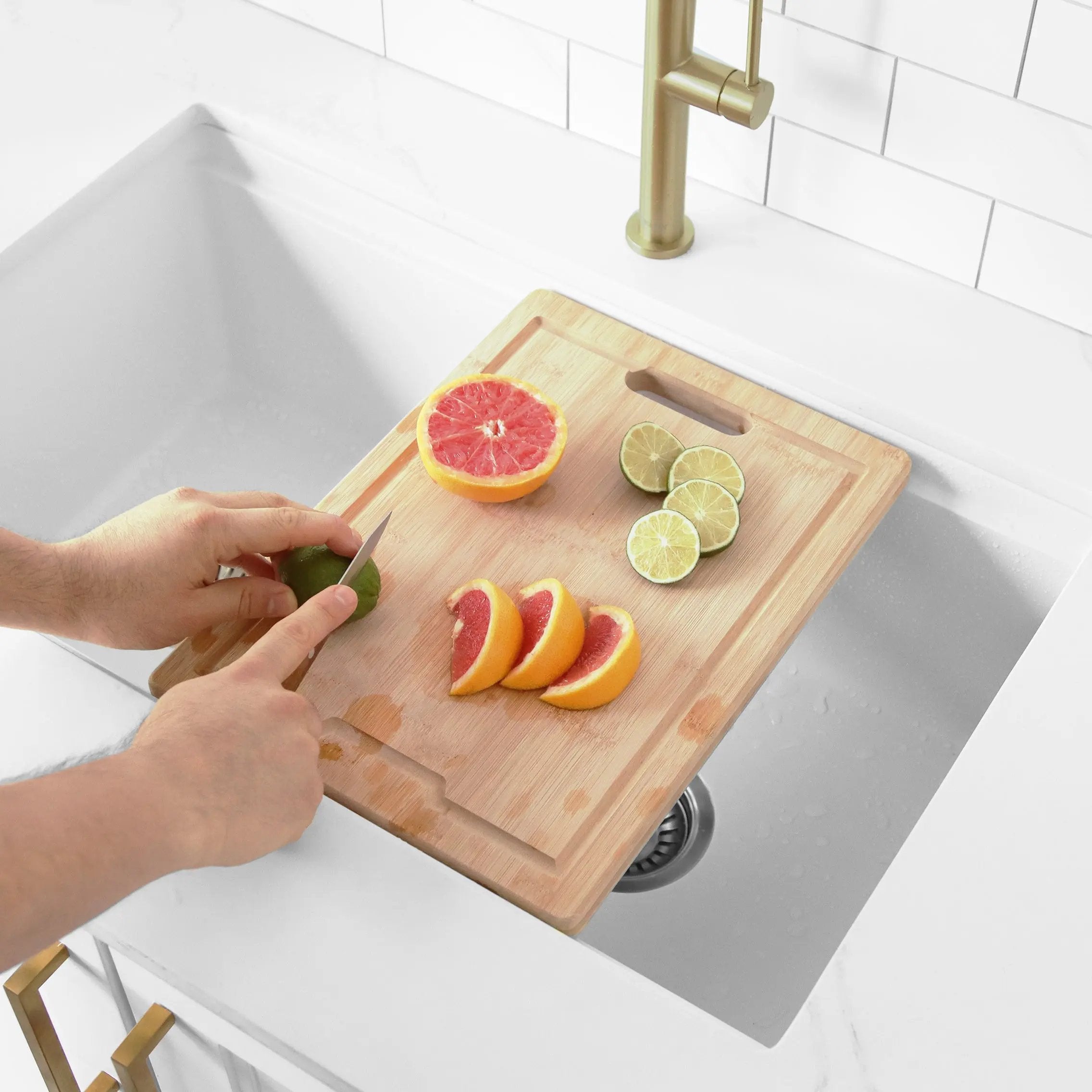 Stylish 15 1/8" Bamboo Workstation Cutting Board - Plumbing Market