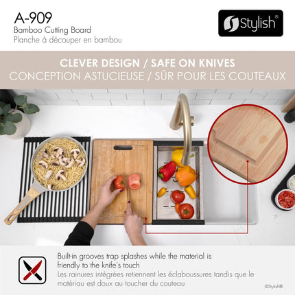 Stylish 15 1/8" Bamboo Workstation Cutting Board - Plumbing Market