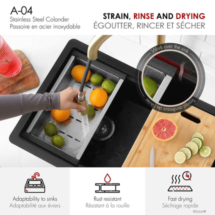 Stylish 15 3/8 Stainless Steel Workstation Colander - Plumbing Market