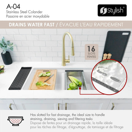 Stylish 15 3/8 Stainless Steel Workstation Colander - Plumbing Market