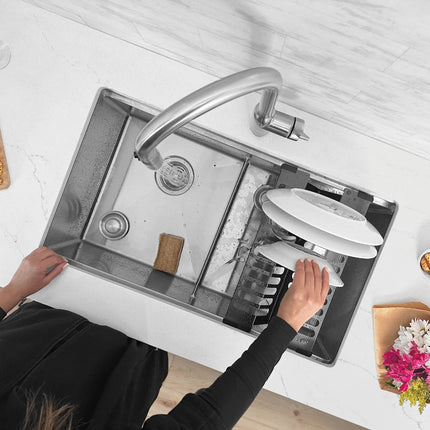 Stylish 16 3/4" Over Sink Stainless Steel Dish Organizer in Graphite Black - Plumbing Market