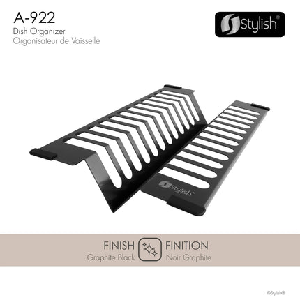 Stylish 16 3/4" Over Sink Stainless Steel Dish Organizer in Graphite Black - Plumbing Market