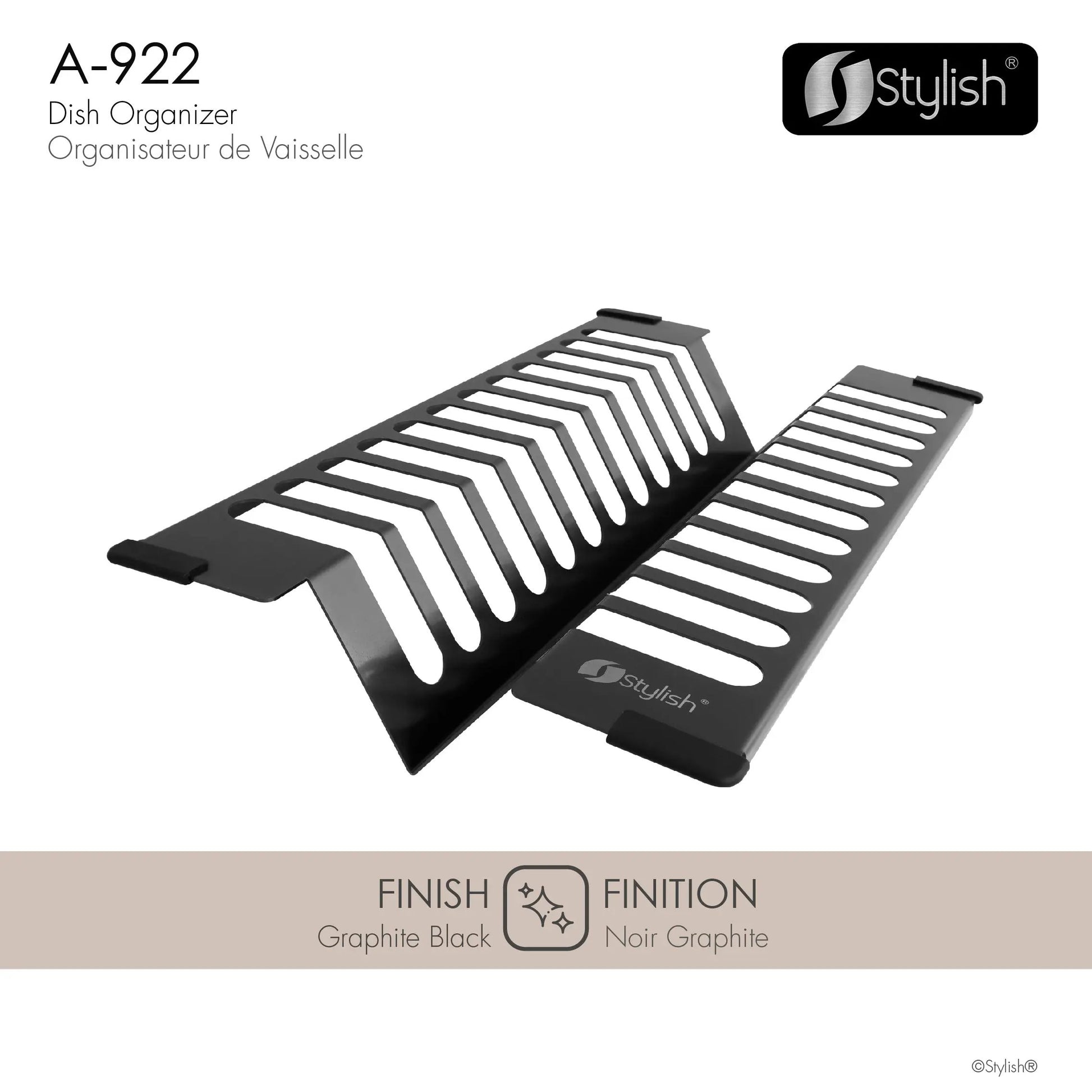 Stylish 16 3/4" Over Sink Stainless Steel Dish Organizer in Graphite Black - Plumbing Market