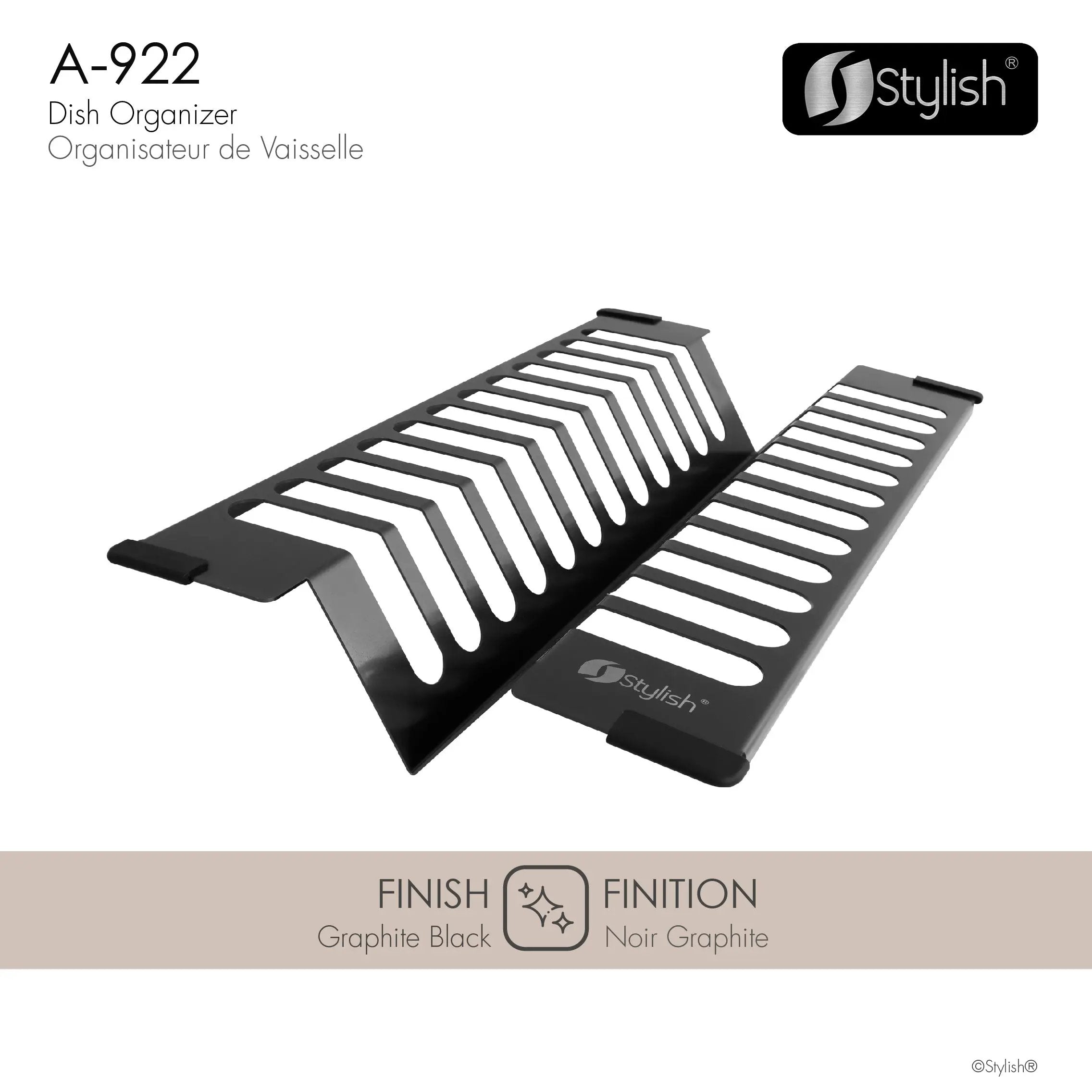 Stylish 16 3/4" Over Sink Stainless Steel Dish Organizer in Graphite Black - Plumbing Market