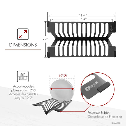 Stylish 16 3/4" Over Sink Stainless Steel Dish Organizer in Graphite Black - Plumbing Market