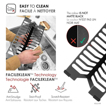 Stylish 16 3/4" Over Sink Stainless Steel Dish Organizer in Graphite Black - Plumbing Market