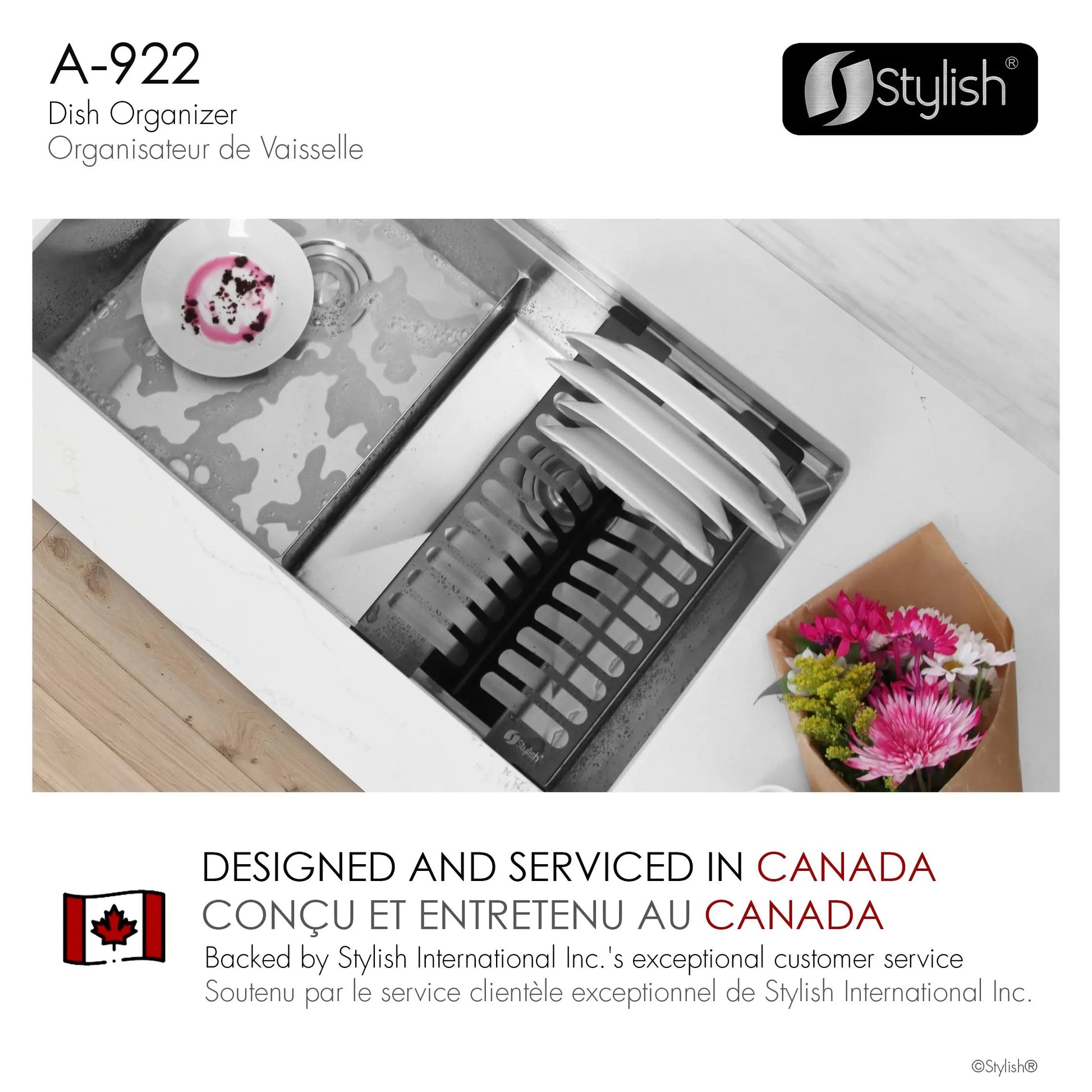 Stylish 16 3/4" Over Sink Stainless Steel Dish Organizer in Graphite Black - Plumbing Market