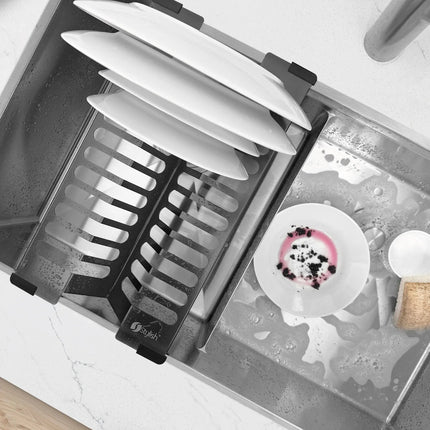 Stylish 16 3/4" Over Sink Stainless Steel Dish Organizer in Graphite Black - Plumbing Market