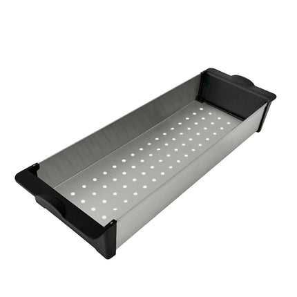 Stylish 16 7/8" Stainless Steel Over the Sink Colander with Black Handles - Plumbing Market