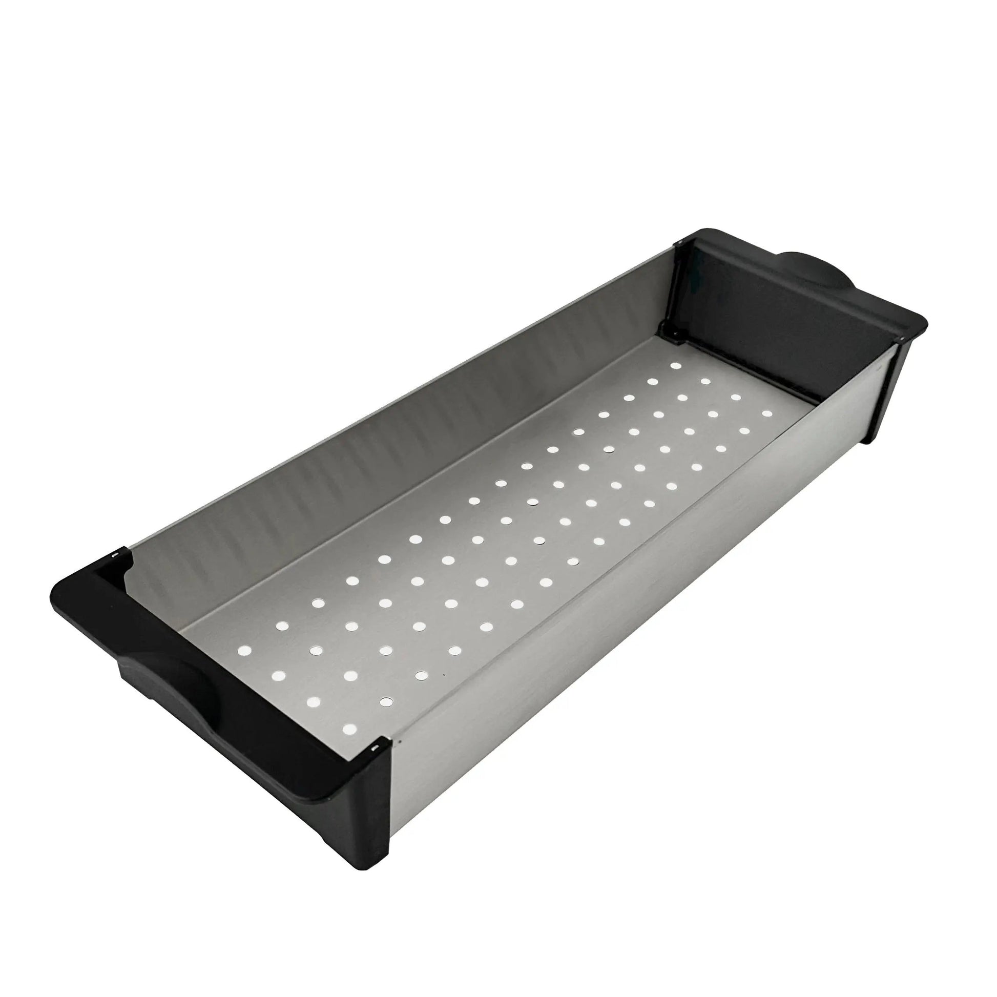 Stylish 16 7/8" Stainless Steel Over the Sink Colander with Black Handles - Plumbing Market