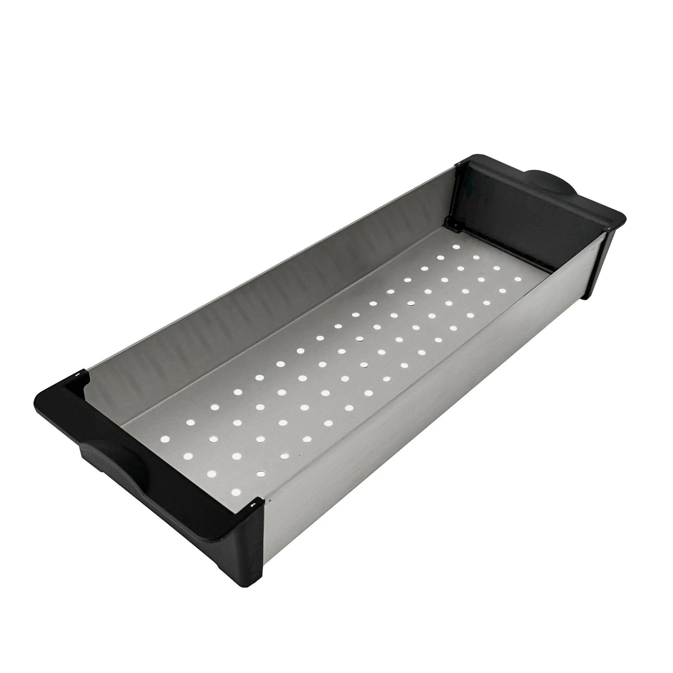 Stylish 16 7/8" Stainless Steel Over the Sink Colander with Black Handles - Plumbing Market