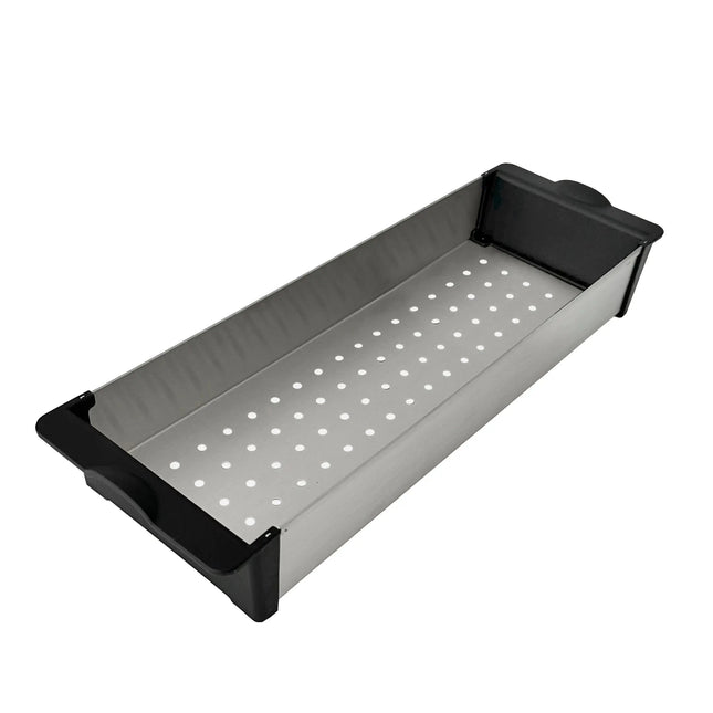 Stylish 16 7/8" Stainless Steel Over the Sink Colander with Black Handles - Plumbing Market