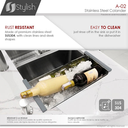 Stylish 16" Stainless Steel Over the Sink Colander - Plumbing Market