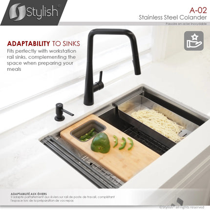 Stylish 16" Stainless Steel Over the Sink Colander - Plumbing Market