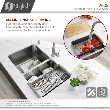 Stylish 16" Stainless Steel Over the Sink Colander - Plumbing Market