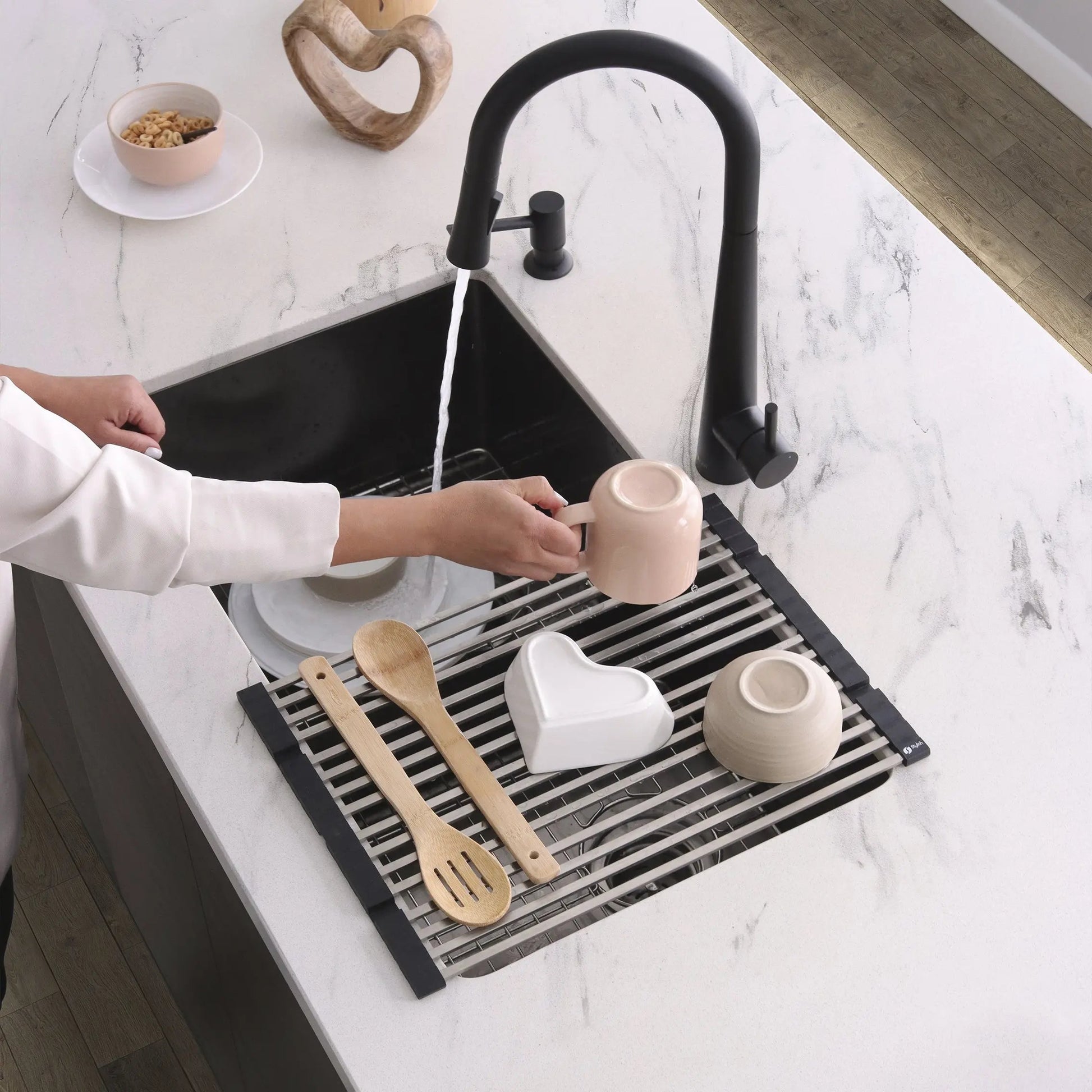 Stylish 17 3/4 Black Over the Sink Foldable Drying Rack - Plumbing Market