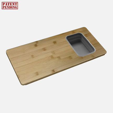 Stylish 18 inch Kitchen Sink Bamboo Cutting Board set with 1 Collapsible Container  A-913 - Plumbing Market