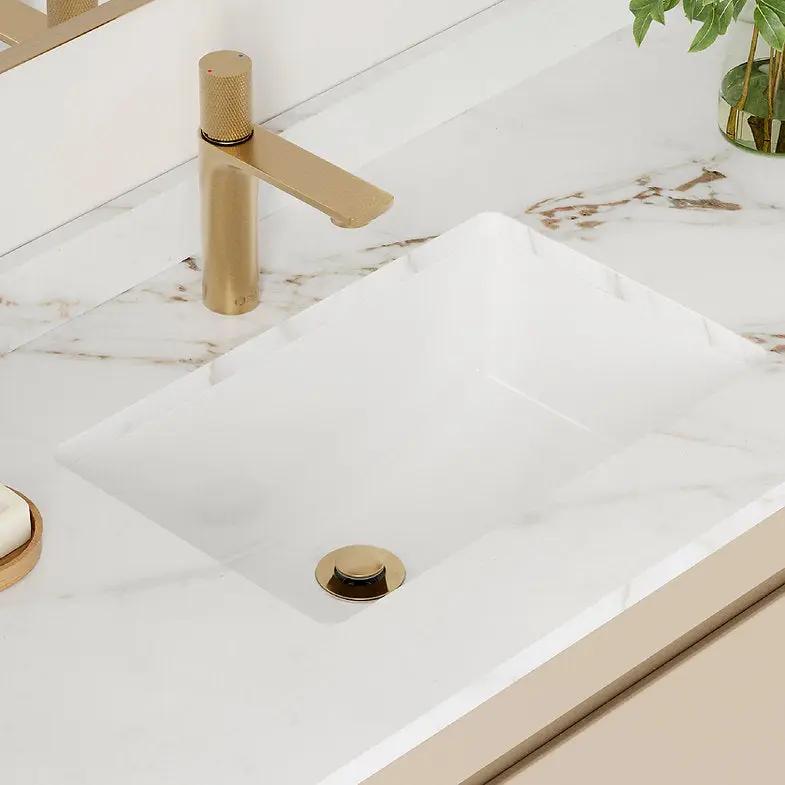Stylish 18" Sleek White Porcelain Undermount Basin Bathroom Sink - Plumbing Market