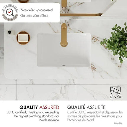 Stylish 18" Sleek White Porcelain Undermount Basin Bathroom Sink - Plumbing Market