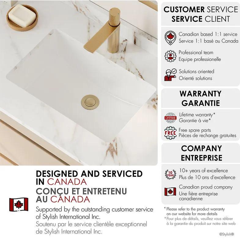 Stylish 18" Sleek White Porcelain Undermount Basin Bathroom Sink - Plumbing Market