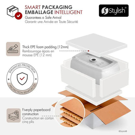 Stylish 18" Sleek White Porcelain Undermount Basin Bathroom Sink - Plumbing Market