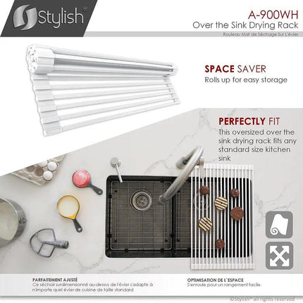 Stylish 20 inch Over The Sink Roll-up Dish Drying Rack A-900 - Plumbing Market