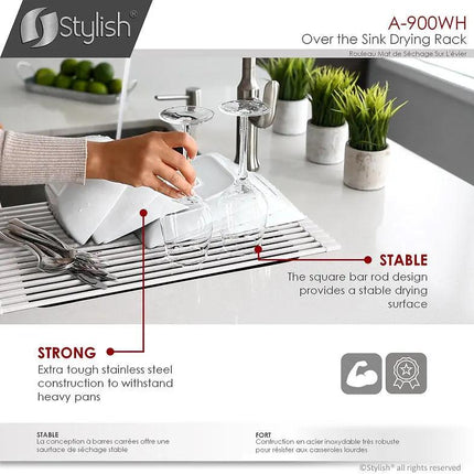 Stylish 20 inch Over The Sink Roll-up Dish Drying Rack A-900 - Plumbing Market