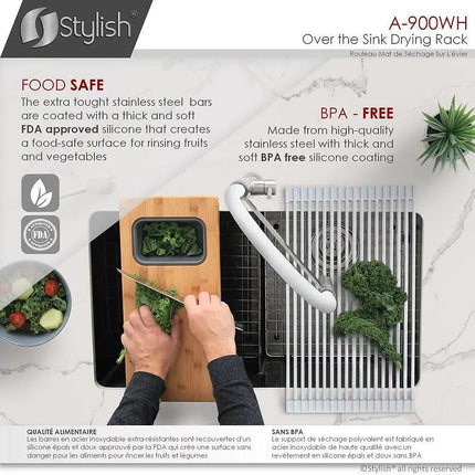 Stylish 20 inch Over The Sink Roll-up Dish Drying Rack A-900 - Plumbing Market