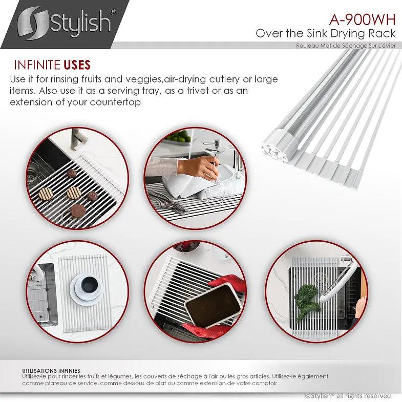 Stylish 20 inch Over The Sink Roll-up Dish Drying Rack A-900 - Plumbing Market