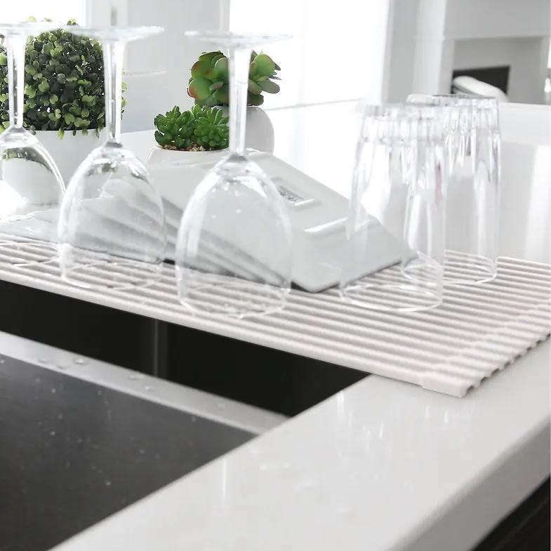 Stylish 20 inch Over The Sink Roll-up Dish Drying Rack A-900 - Plumbing Market