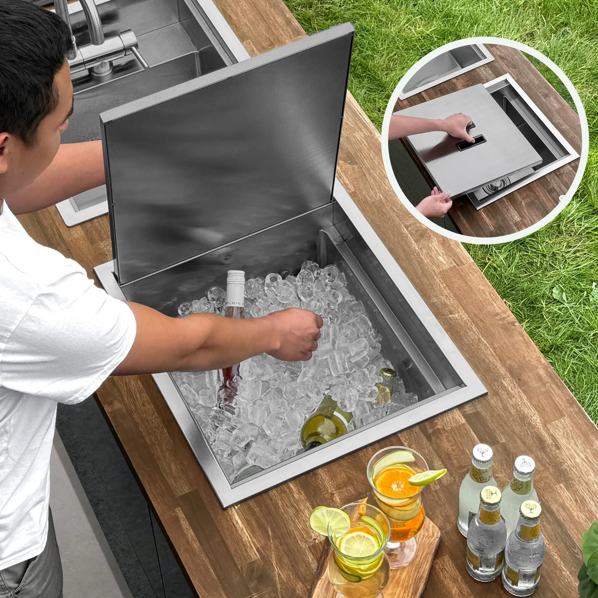 Stylish 20" Dual-Mount Stainless Steel Insulated Ice Chest Workstation Sink with Dura-Tek - Plumbing Market