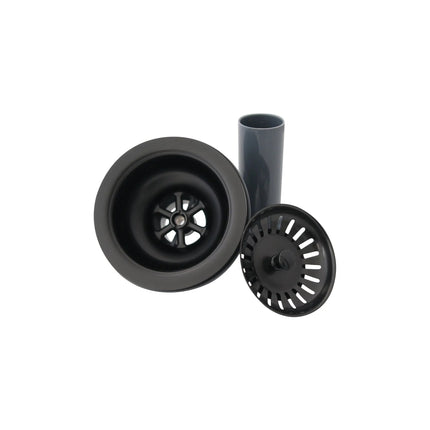 Stylish 3.5" Round Black Standard Strainer with Removable Basket - Plumbing Market