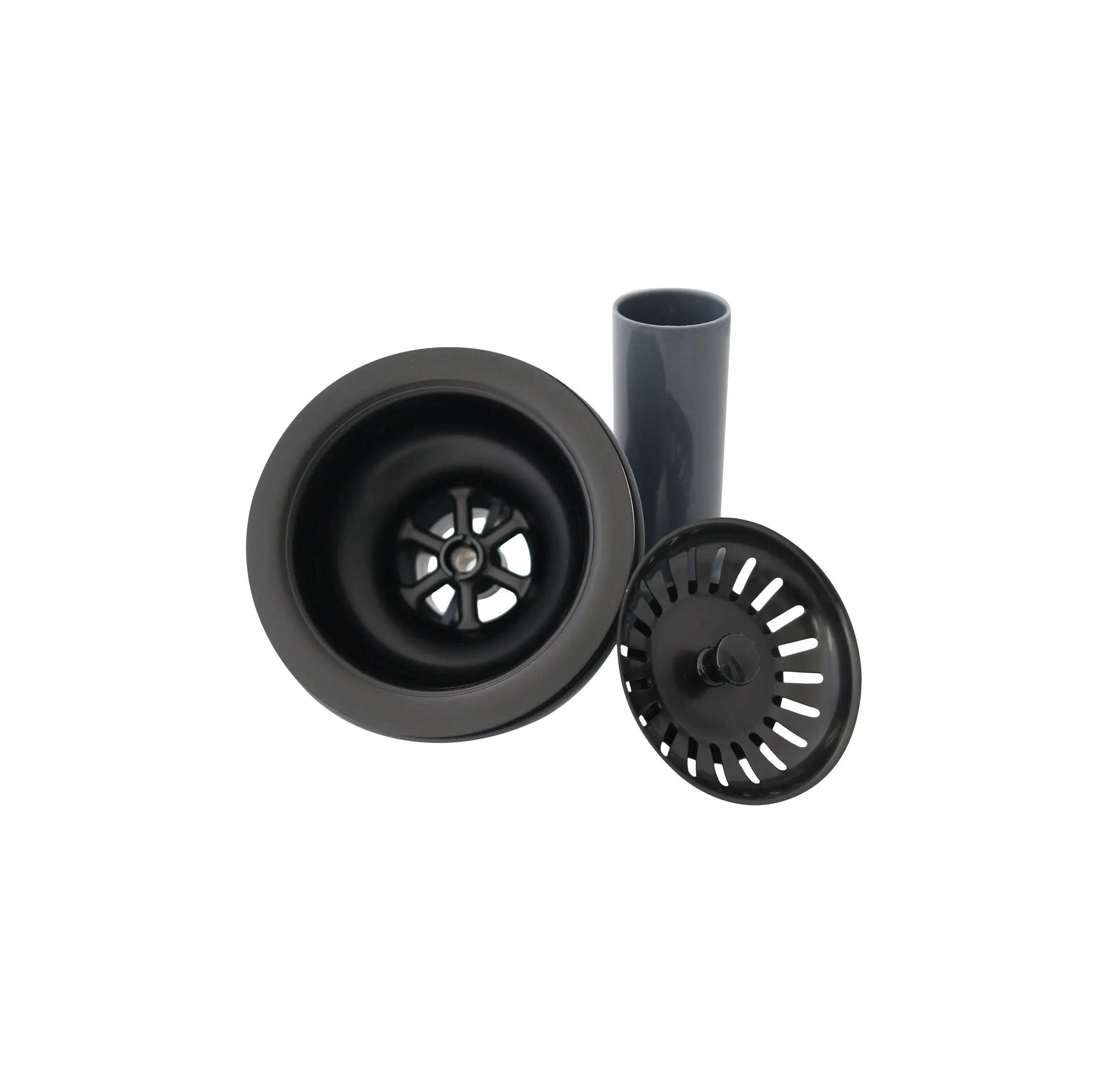 Stylish 3.5" Round Black Standard Strainer with Removable Basket - Plumbing Market